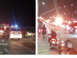 Menjelang Hari Raya Iduladha 1445 di Jalan Suramadu Macet