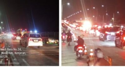 Menjelang Hari Raya Iduladha 1445 di Jalan Suramadu Macet