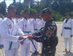 Satdik – 3 Kodiklatal Sorong Laksanakan Ujian Kenaikan Sabuk Karate Siswa