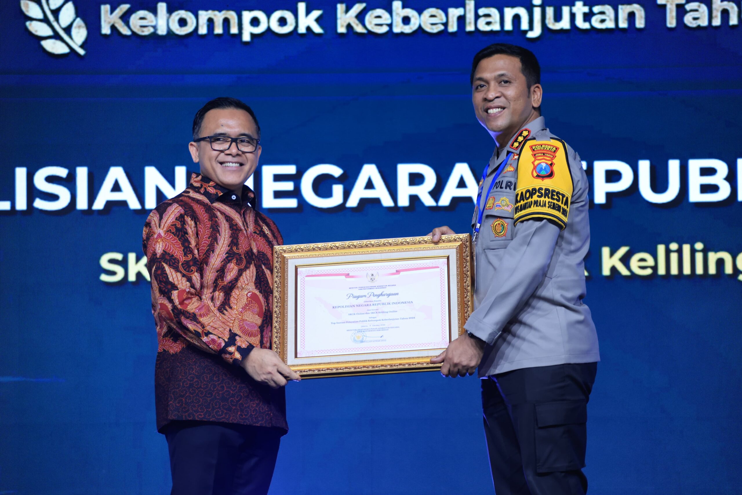 Foto : Polresta Sidoarjo Raih Top Inovasi Pelayanan Publik Kelompok Keberlanjutan Tahun 2024
