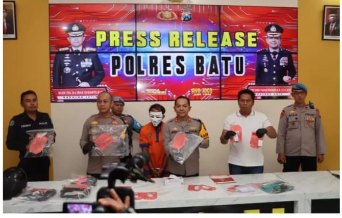 Foto : Kurang Dari 12 Jam Polres Batu Berhasil Amankan Tersangka Penembakan Tukang Bakso