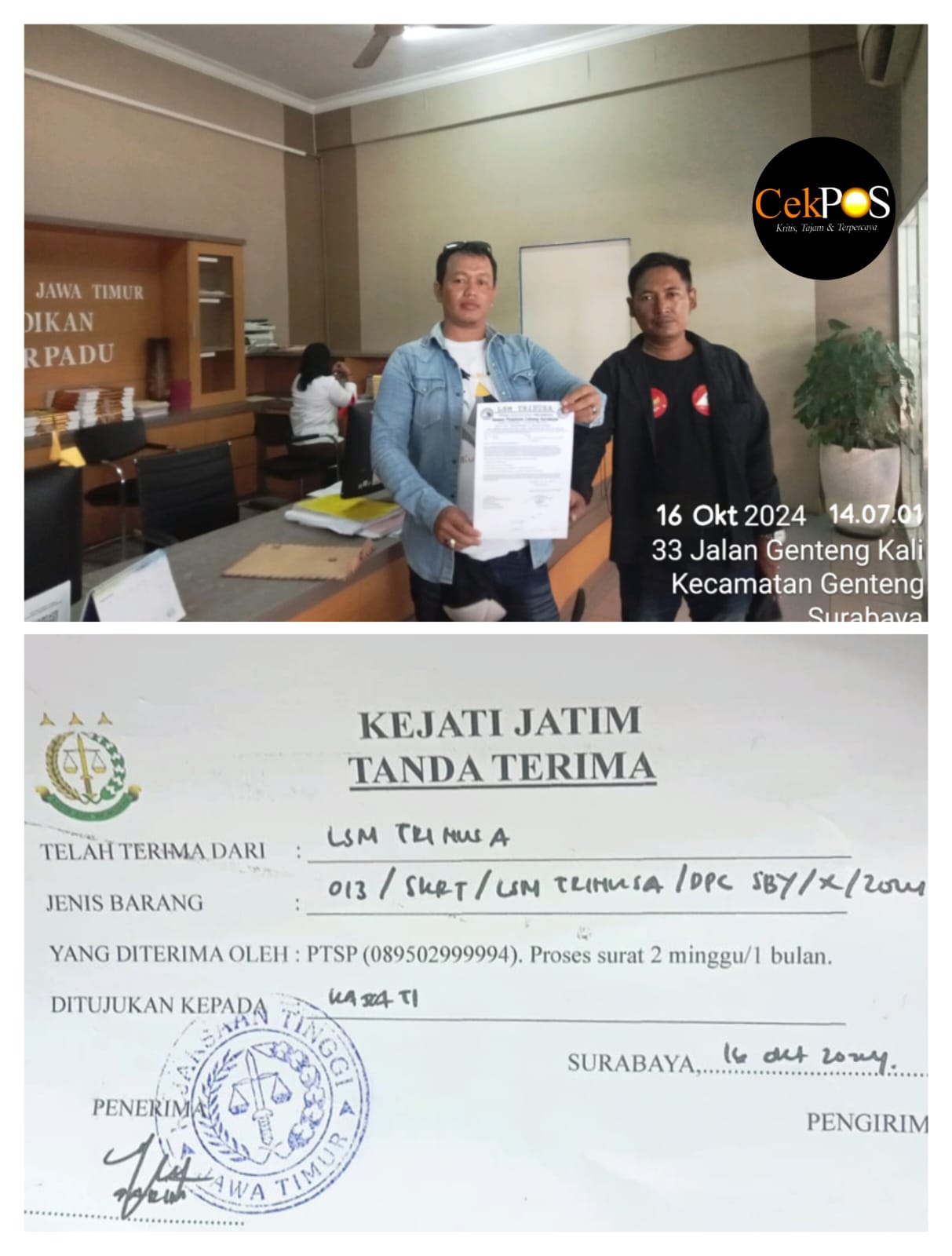 Foto : Ketua LSM Trinusa Indonesia Melaporkan SMK 3 Kepada Dinas Pendidikan Jawa Timur