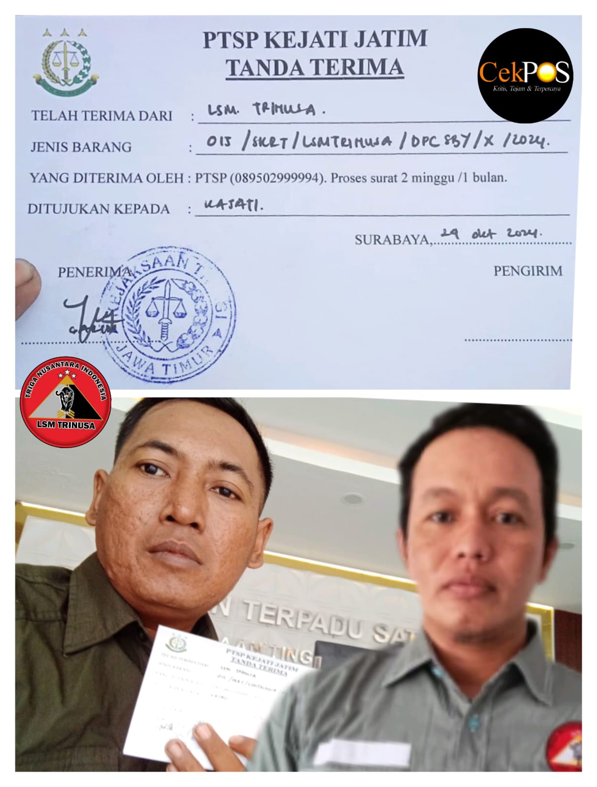 Foto : LSM TRINUSA Laporkan Ke Kajati Jatim Terkait Dugaan Pungli di SMKN 12 Surabaya