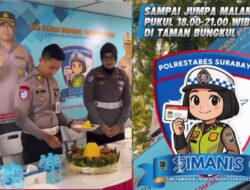 AKP Tri Arda Meidiansyah, S.TR.K, Sik Awali Potong Tumpeng Giat Launching SIManis Layanan Malam Hari Taman Bungkul