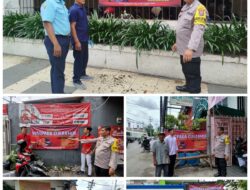Cegah Curanmor, TNI – Polri Simokerto Pasang Spanduk Himbauan