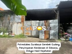 Polrestabes Surabaya Gerebek Gudang Penyimpanan Kendaraan di Sidoarjo, Diduga Hasil Kejahatan