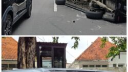 Tabrakan Beruntun 6 Kendaraan di Darmo Surabaya, Satu Mobil Ringsek Terbalik