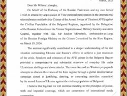 Dubes Rusia Sampaikan Terima Kasih kepada PPWI atas Peran dalam Telekonferensi Internasional Bahas Konflik Rusia–Ukraina