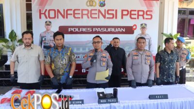 Polres Pasuruan Amankan 5 Tersangka Kasus Tambang Andesit Ilegal di Purwosari