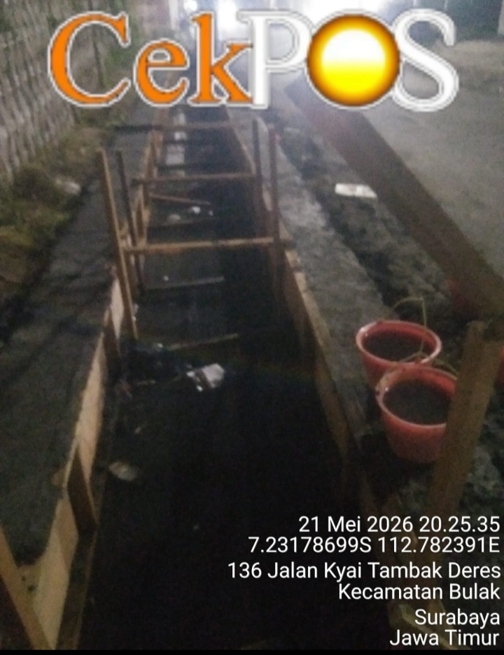 Foto : Lokasi Pekerjaan Proyek di Jalan Kyai Tambak Deres Surabaya