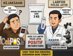 Alat Uji Kejaksaan Tak Akurat? Labfor Polda Jatim Pastikan BB Sabu, 3Kg Positif Metamfetamin