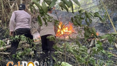 Polres Trenggalek Terjunkan Personel Jajaran Padamkan Api di Gunung Orak Arik