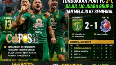 Persebaya Tundukkan Port FC 2-1, Bajul Ijo Juara Grup B dan Melaju ke Semifinal