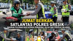 Susuri Jalanan Kota, Satlantas Polres Gresik Tebar Kebaikan Lewat Jumat Berkah Berbagi