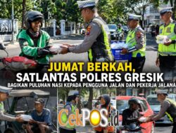 Susuri Jalanan Kota, Satlantas Polres Gresik Tebar Kebaikan Lewat Jumat Berkah Berbagi