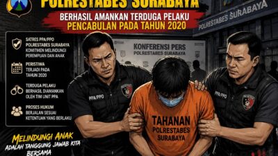 Sejak 2020 Terduga Pelaku Dugaan Pencabulan Anak, Akhirnya Diamankan Satres PPA/PPO Polrestabes Surabaya