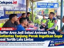 Sosialisasi Tertib Lalu Lintas, Satlantas Polres Pelabuhan Tanjung Perak Imbau Sopir Truk Manfaatkan Buffer Area